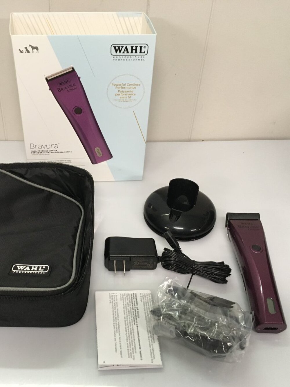 NICE Wahl Bravura Lithium Clipper Trimmer Dog Grooming Cordless Purple + Charger